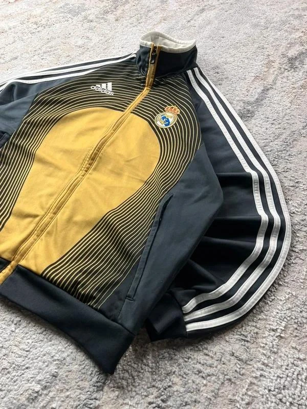 Jaqueta de treino Adidas Real Madrid preta amarela branca com zíper Y2K 2006-2007 – photo 2